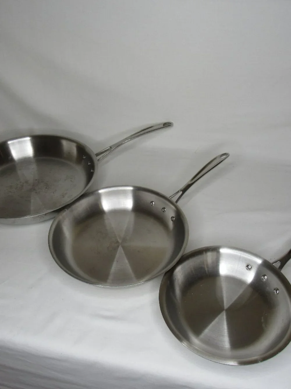 3 Calphalon Stainless Steel Fry Pan Set 8